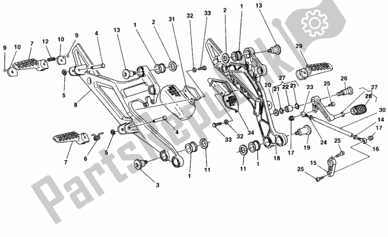 Tutte le parti per il Poggiapiedi del Ducati Monster 900 Cromo 1998